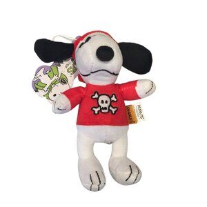 Peanuts Halloween Pirate Snoopy Plush Mini Dog Toy 6 1/2" Crinkle Squeak